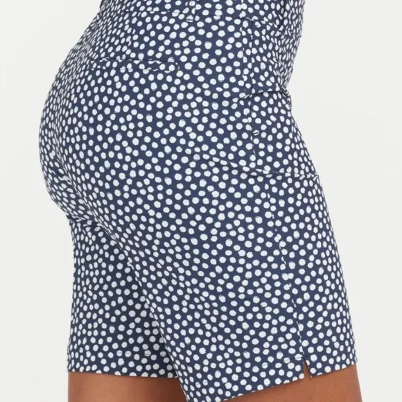 NWT Spanx Sunshine Shorts, 10&quot; Bermuda in Navy Painted Dots
