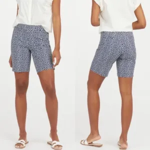 NWT Spanx Sunshine Shorts, 10&quot; Bermuda in Navy Painted Dots