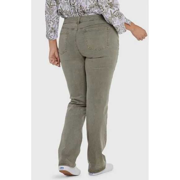 NWT Womens Plus Size 22W NYDJ Moss Green Marilyn Straight Leg Jeans NEW