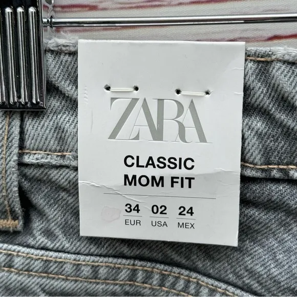 NWT Zara High Waist Mom Jeans in Anthracite Gray Sz 2