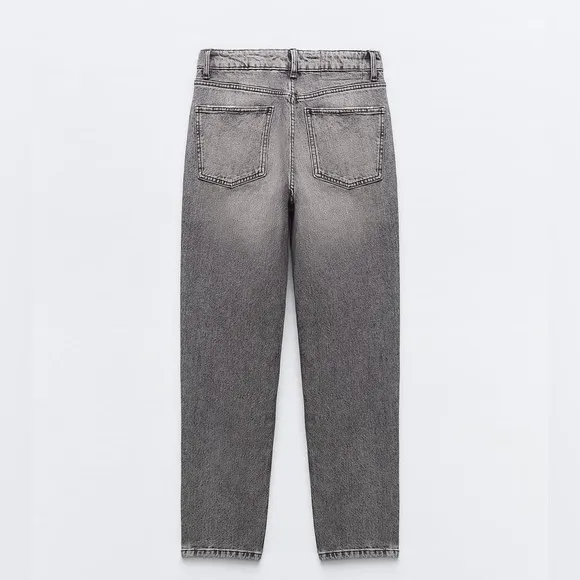 NWT Zara High Waist Mom Jeans in Anthracite Gray Sz 2