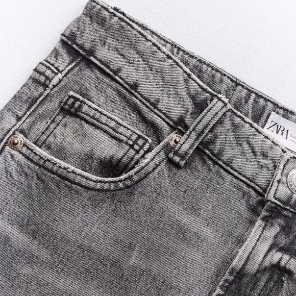 NWT Zara High Waist Mom Jeans in Anthracite Gray Sz 2