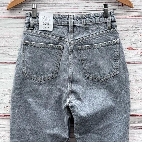 NWT Zara High Waist Mom Jeans in Anthracite Gray Sz 2