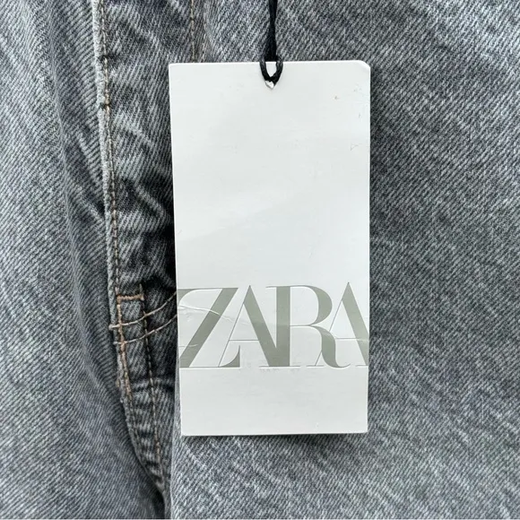 NWT Zara High Waist Mom Jeans in Anthracite Gray Sz 2