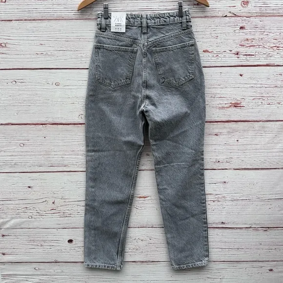 NWT Zara High Waist Mom Jeans in Anthracite Gray Sz 2