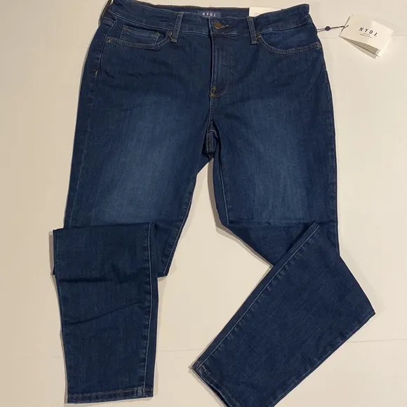 NYDJ SZ 10 Medium Wash Blue Skinny Denim Jeans New D31