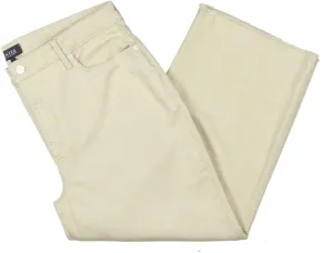 NYDJ Womens Cropped Tummy Control Wide Leg Jeans Beige 10