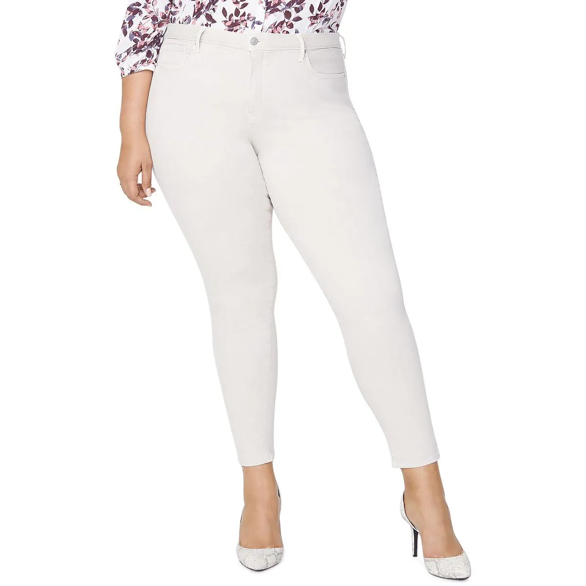 NYDJ Womens Plus Ami Pocket Button-Zip Fly Skinny Jeans