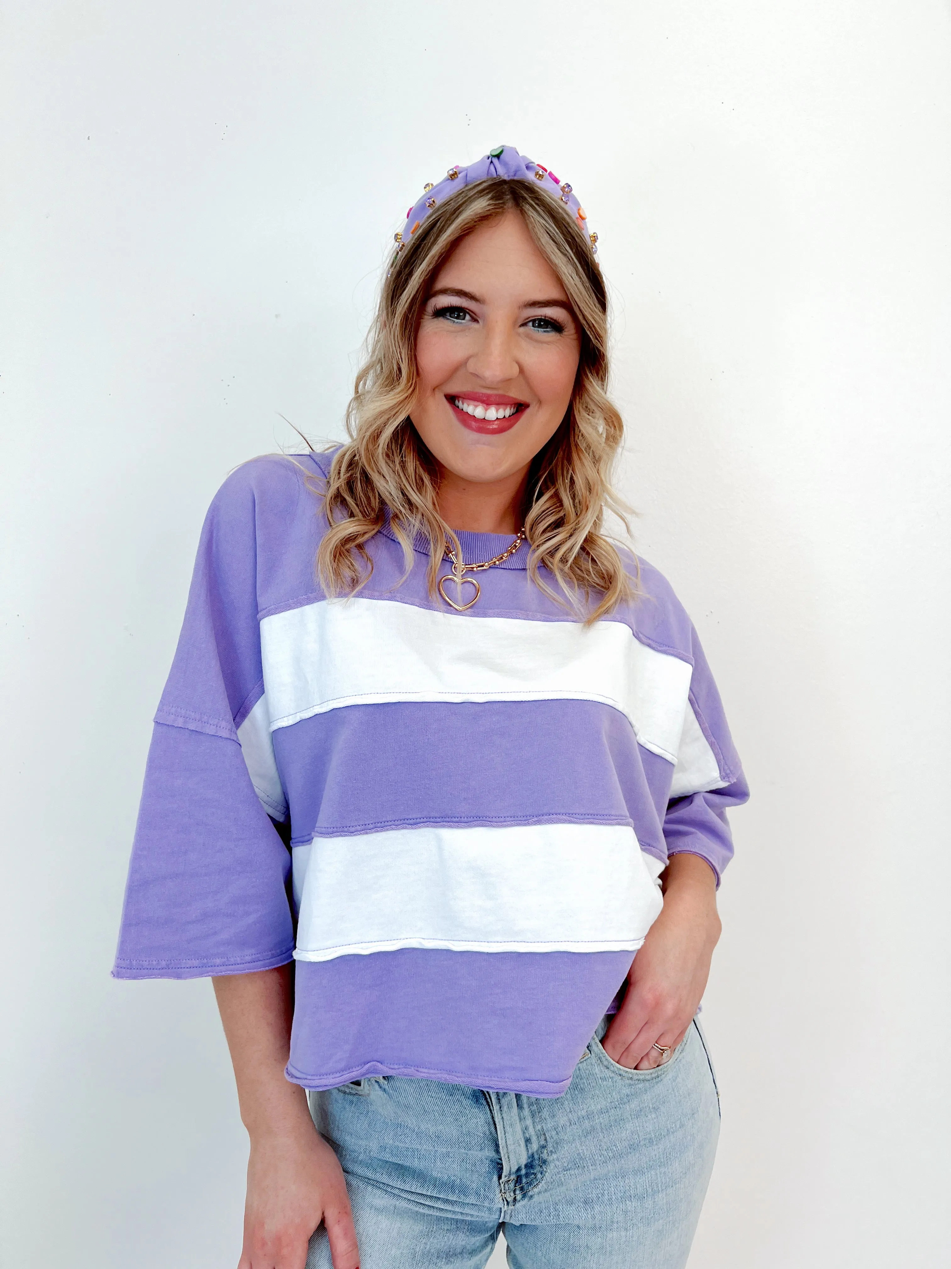 Olivia Oversized Striped Cropped Top