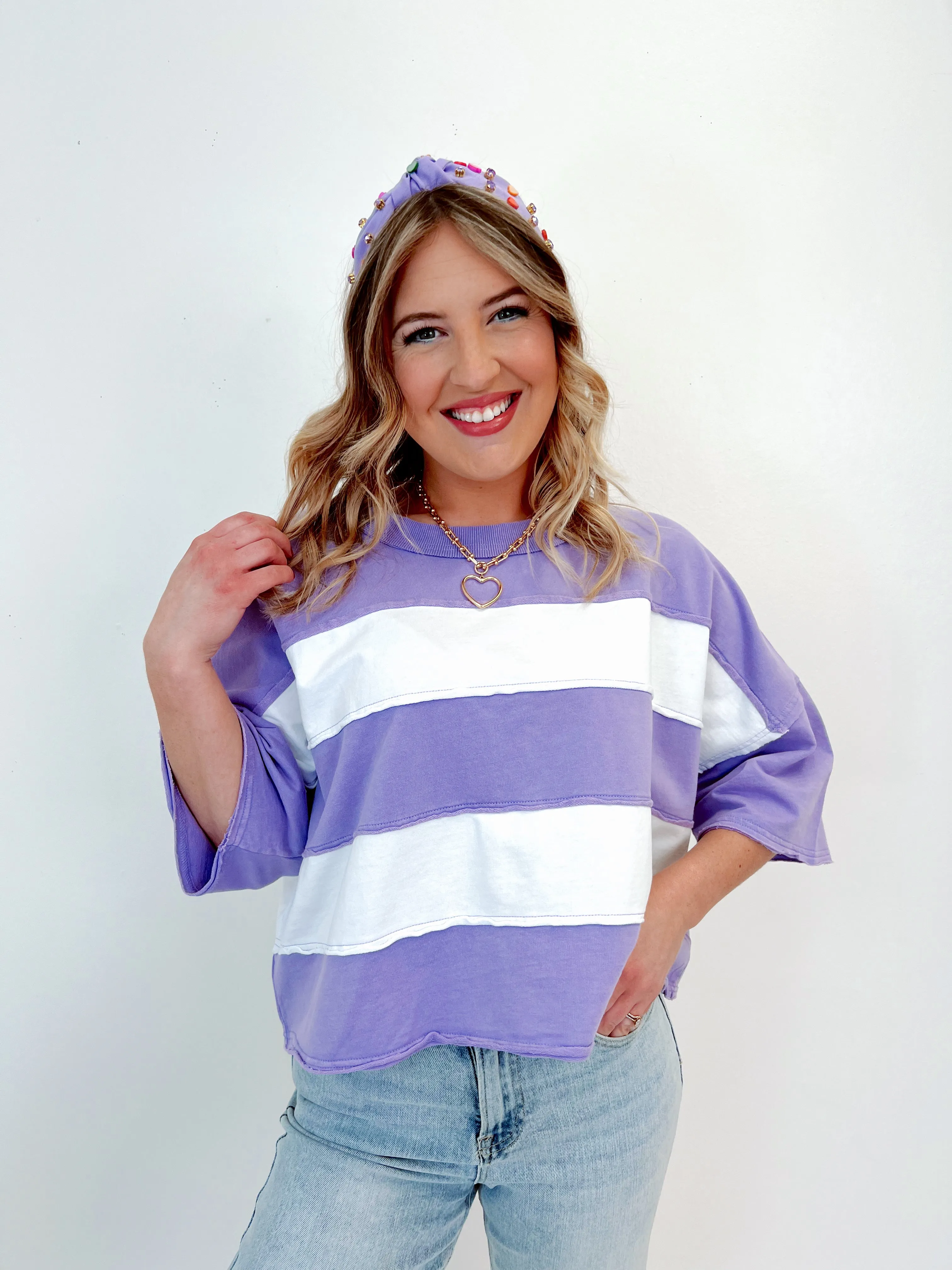Olivia Oversized Striped Cropped Top
