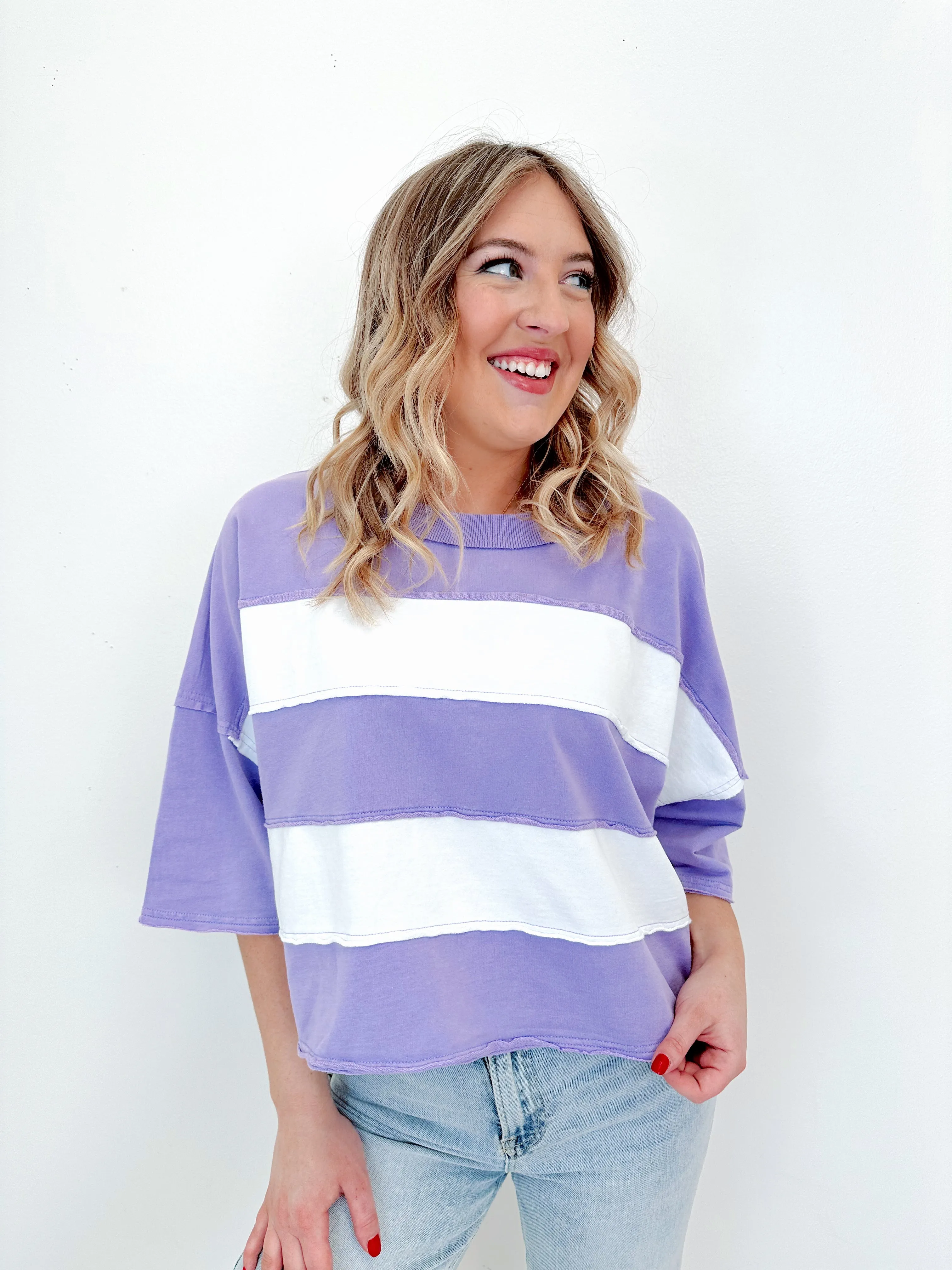 Olivia Oversized Striped Cropped Top