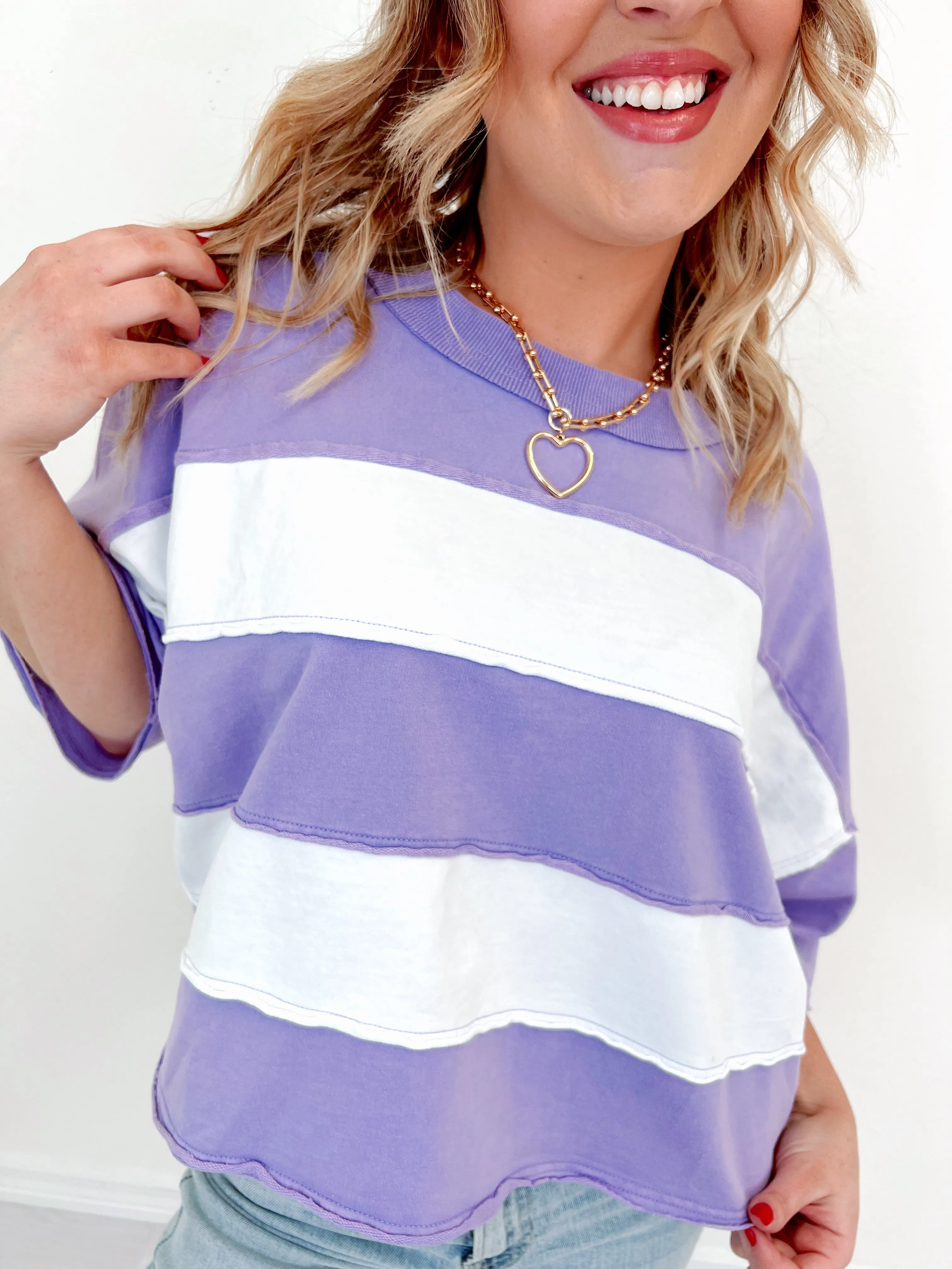 Olivia Oversized Striped Cropped Top
