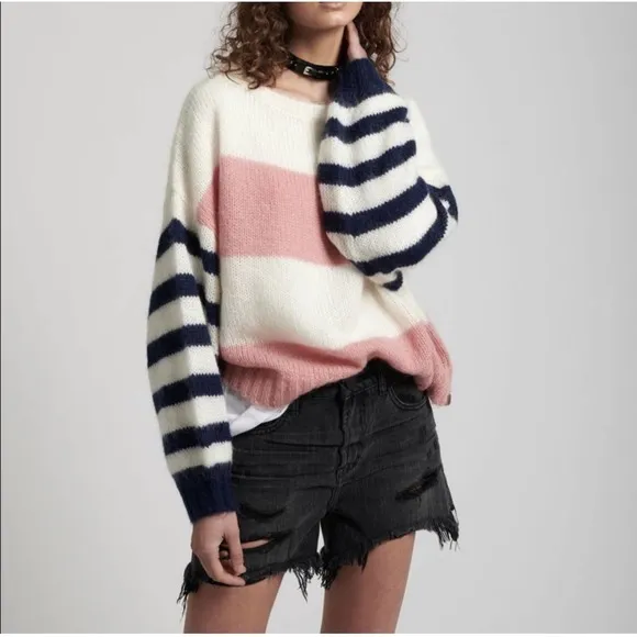 One Teaspoon Heather Stripe Oversize Sweater Women Size S/M