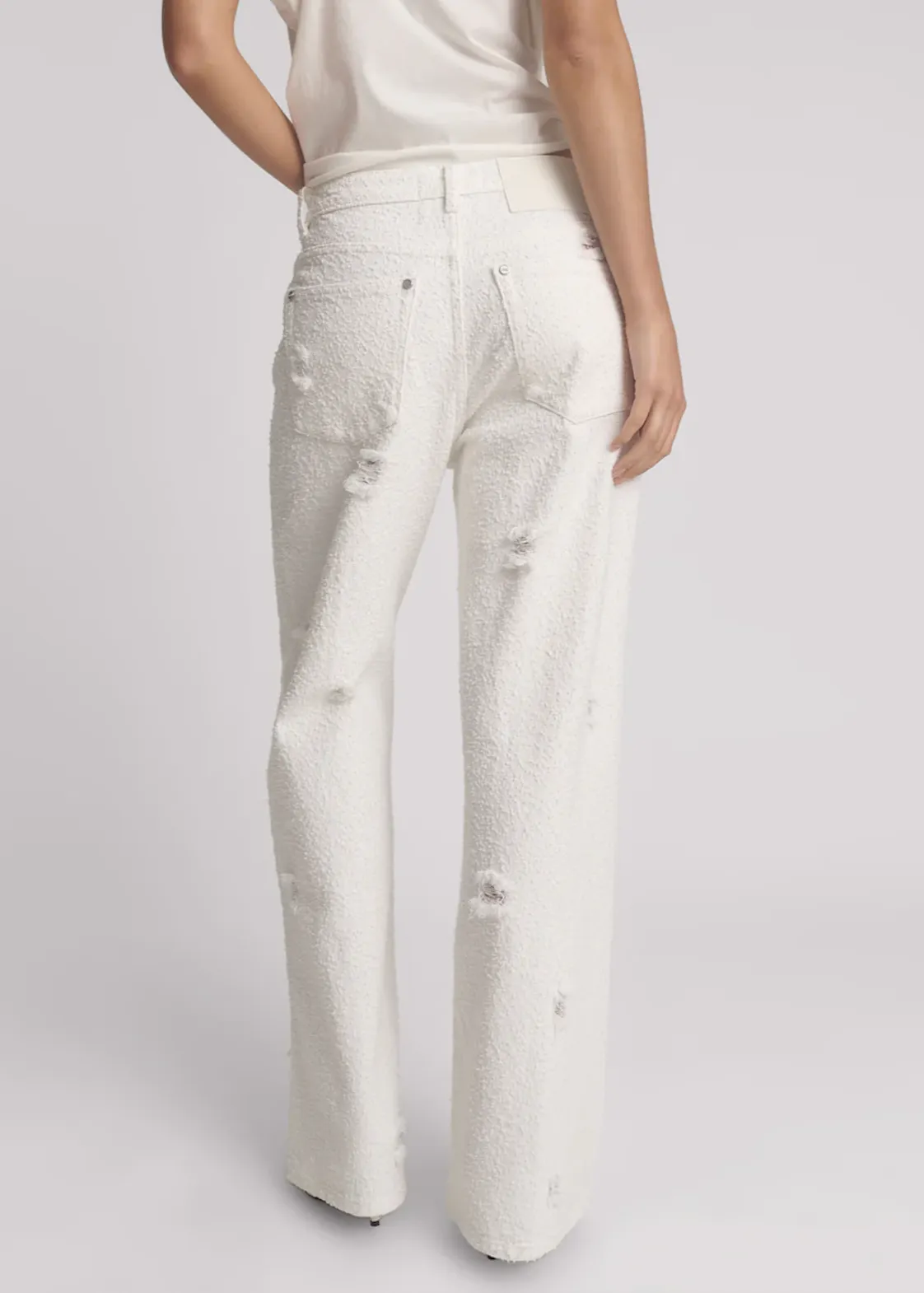 ONE TEASPOON Textured Jackson Mid Waist Wide Leg Denim Jeans - White
