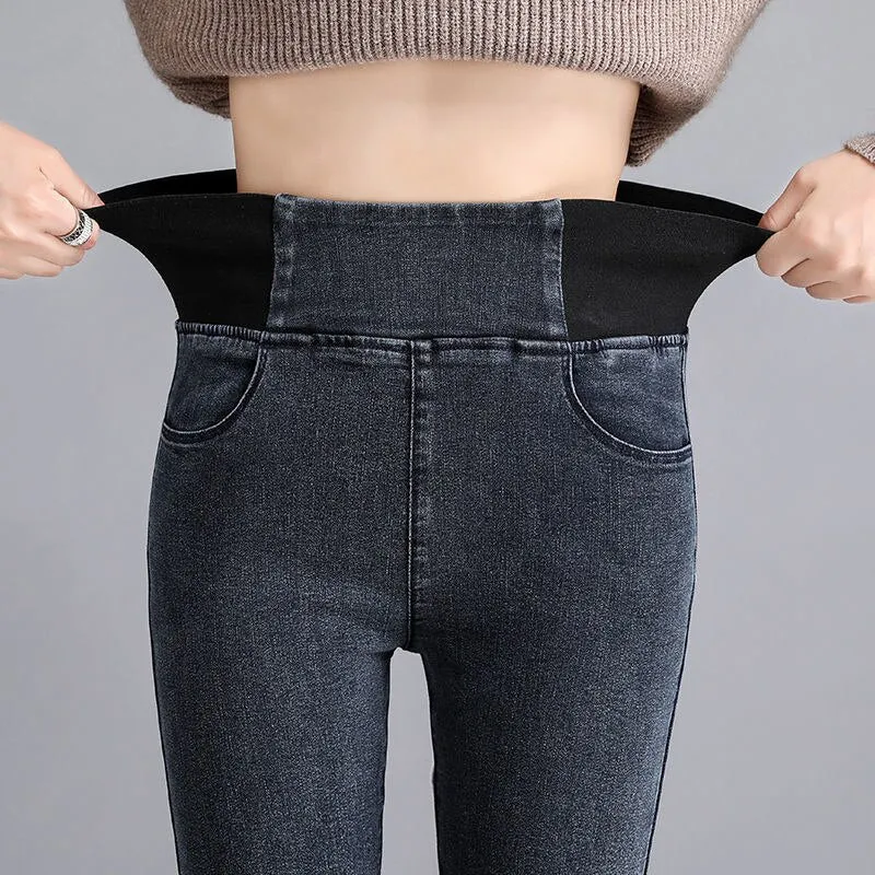 Oversize 26-38 Black Skinny Pencil Jeans Women High Waist
