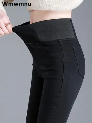 Oversize 26-38 Black Skinny Pencil Jeans Women High Waist
