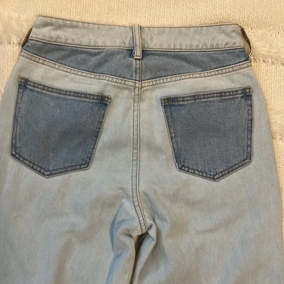 PacSun Eco hopper patchwork mom jeans high rise raw cut hem denim Womens size 24