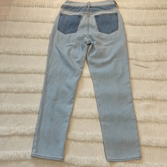 PacSun Eco hopper patchwork mom jeans high rise raw cut hem denim Womens size 24