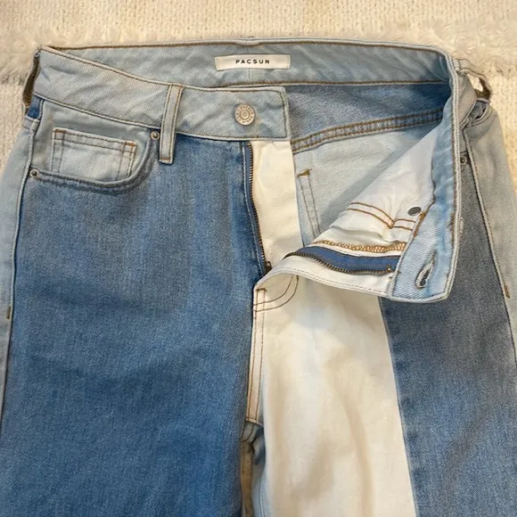 PacSun Eco hopper patchwork mom jeans high rise raw cut hem denim Womens size 24