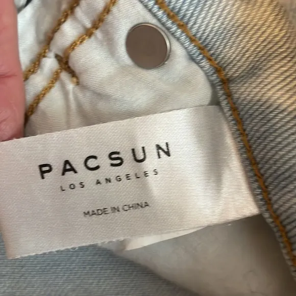 PacSun Eco hopper patchwork mom jeans high rise raw cut hem denim Womens size 24