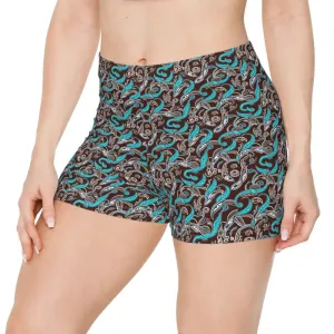 Paisley Brown Womens Shorts with Moisture Wicking