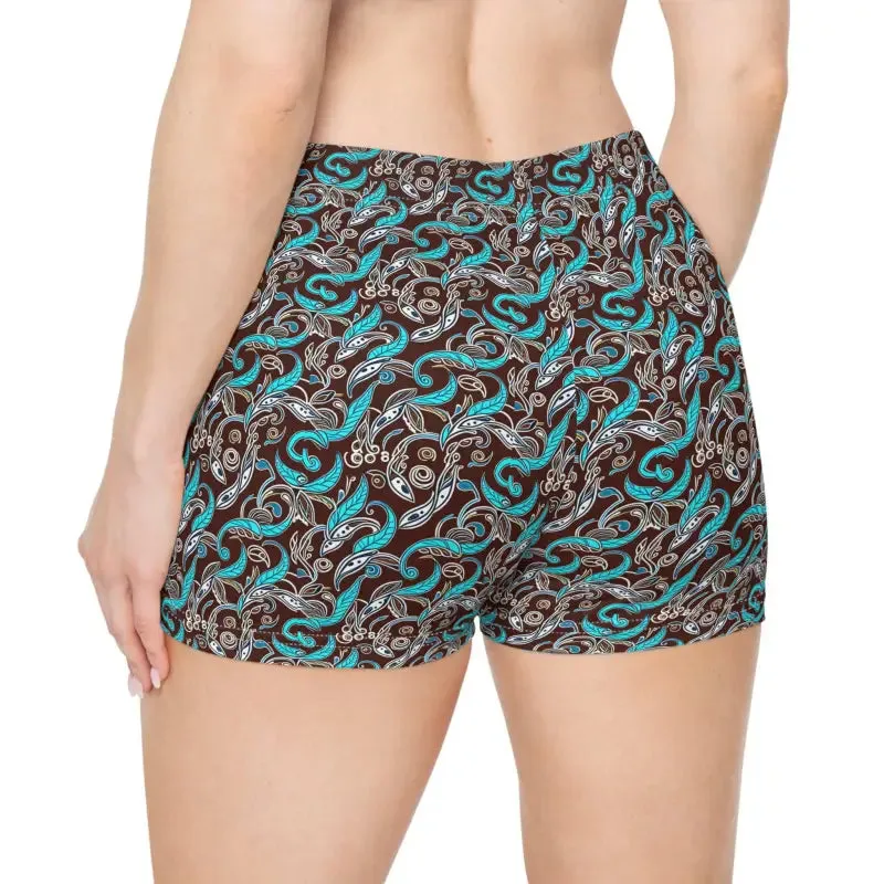 Paisley Brown Womens Shorts with Moisture Wicking