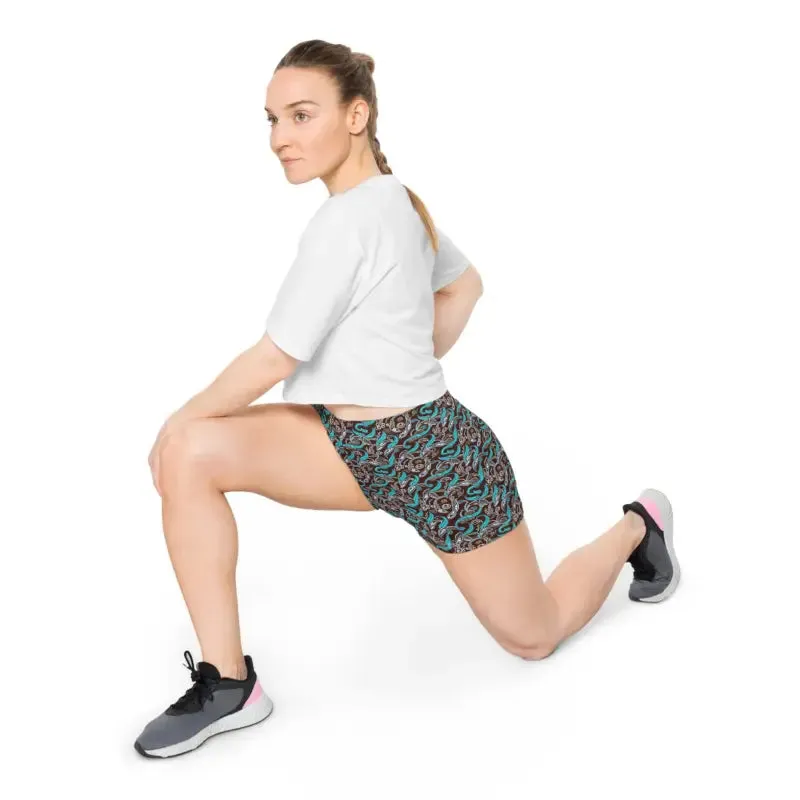 Paisley Brown Womens Shorts with Moisture Wicking