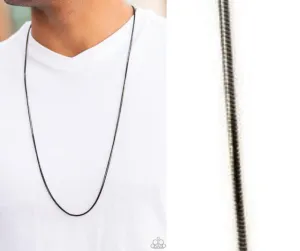Paparazzi " Mixed Mayhem " Men's Black & Gold Slim Box Chain Link Necklace