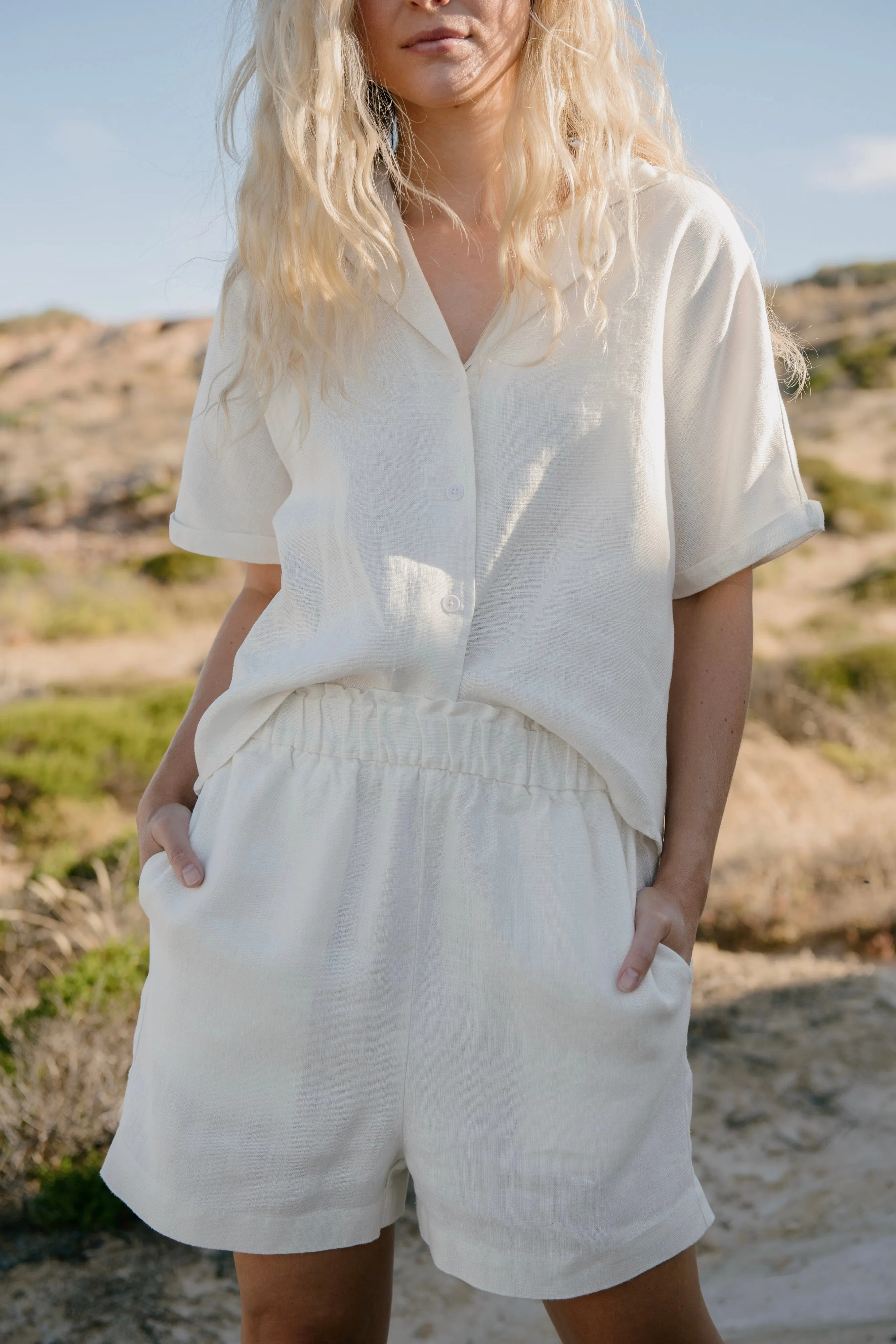 Paperbag Shorts Natural White