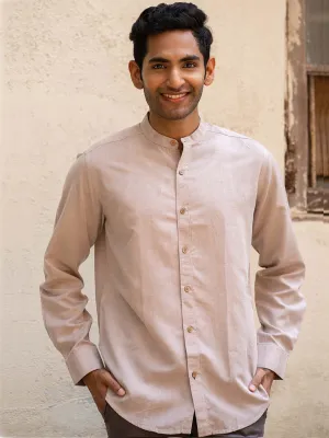 Peppercorn Brown · Mandarin Collar Shirt
