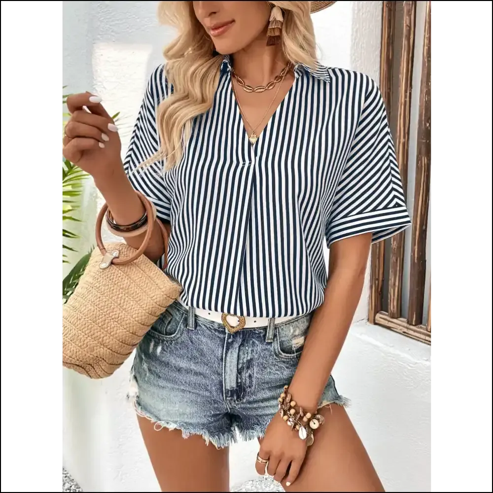 Perfee Chic Lapel Collar Blouse