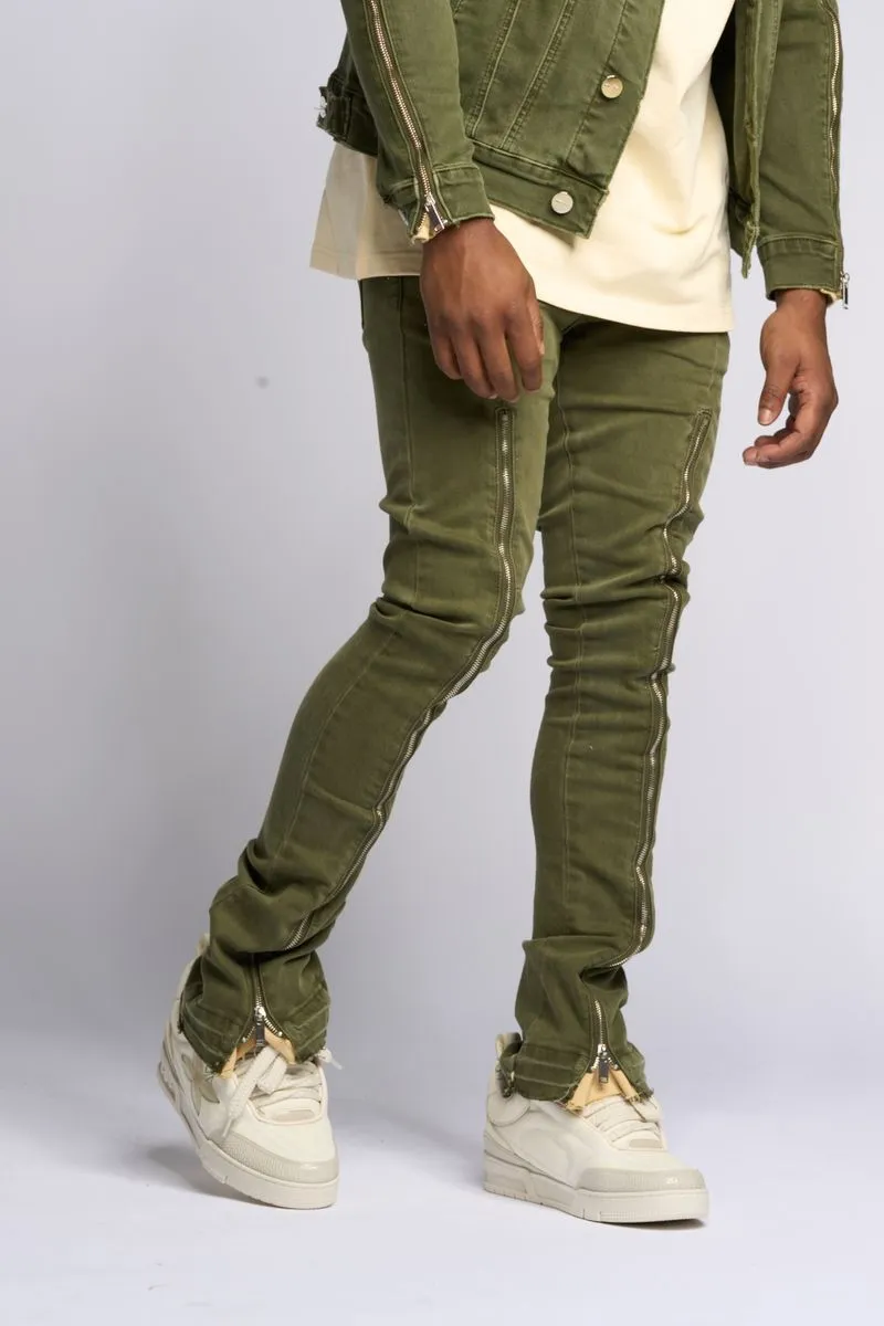 PHEELINGS WITHDRAWN STACKED DENIM (OLIVE)