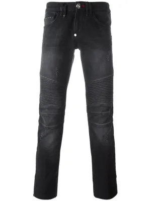 Philipp Plein Men's Black Wash Raiatea Biker Straight Cut Jeans Sz 36 $1,240 NEW