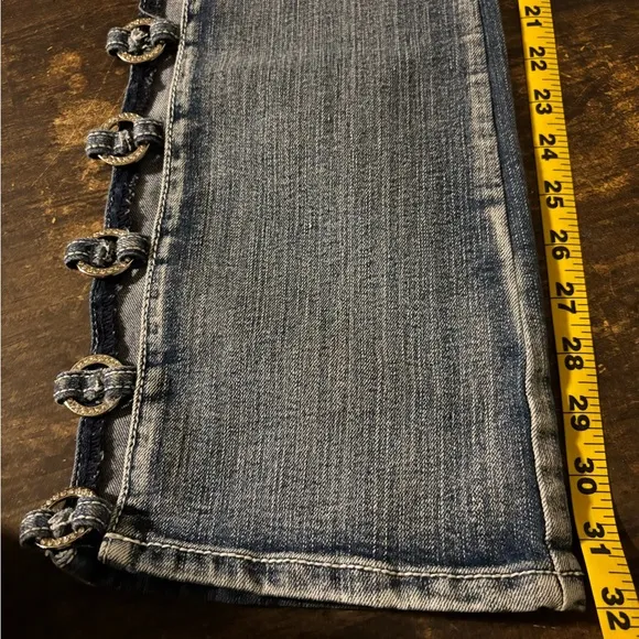 Platinum Plush Open Sides Bling Jeans sz 5
