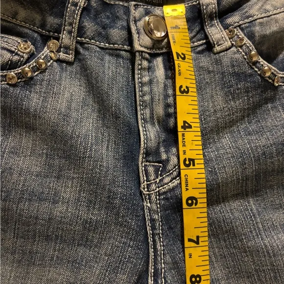 Platinum Plush Open Sides Bling Jeans sz 5