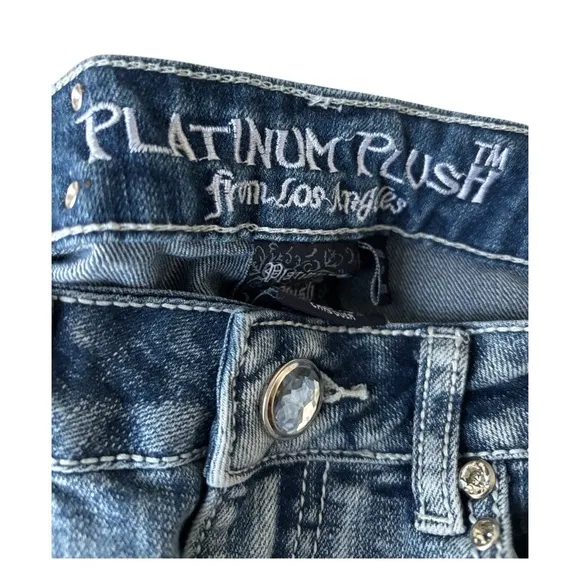 Platinum Plush Open Sides Bling Jeans sz 5