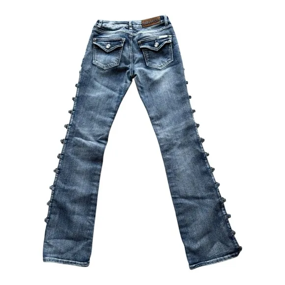 Platinum Plush Open Sides Bling Jeans sz 5
