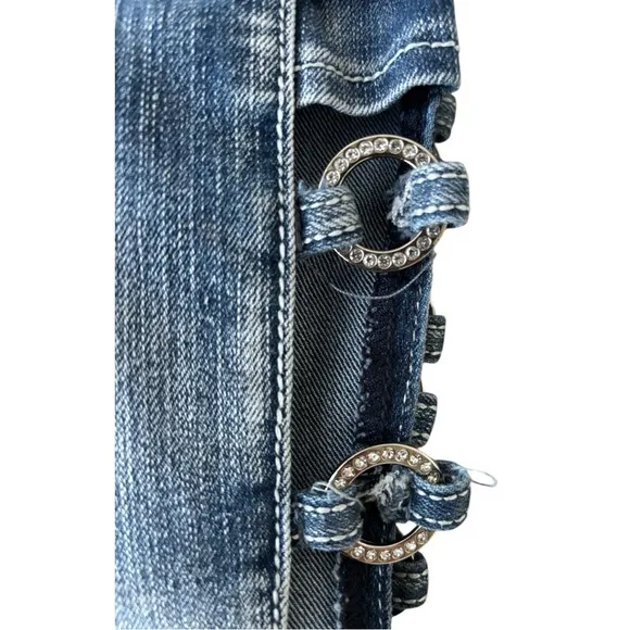 Platinum Plush Open Sides Bling Jeans sz 5