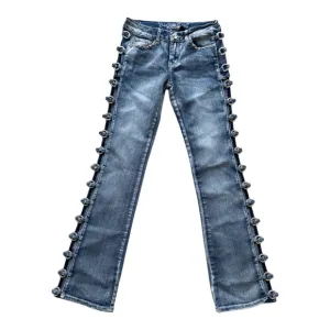 Platinum Plush Open Sides Bling Jeans sz 5