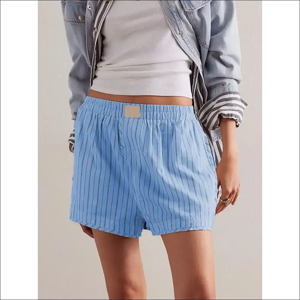 Playful Striped Elastic Waist Shorts