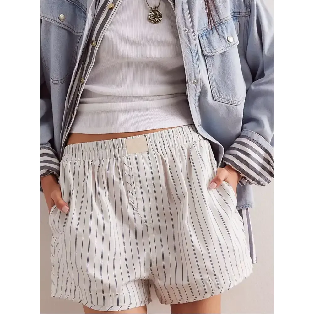 Playful Striped Elastic Waist Shorts
