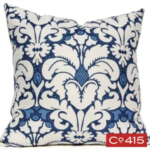 Plumes Damask Pillow - Navy