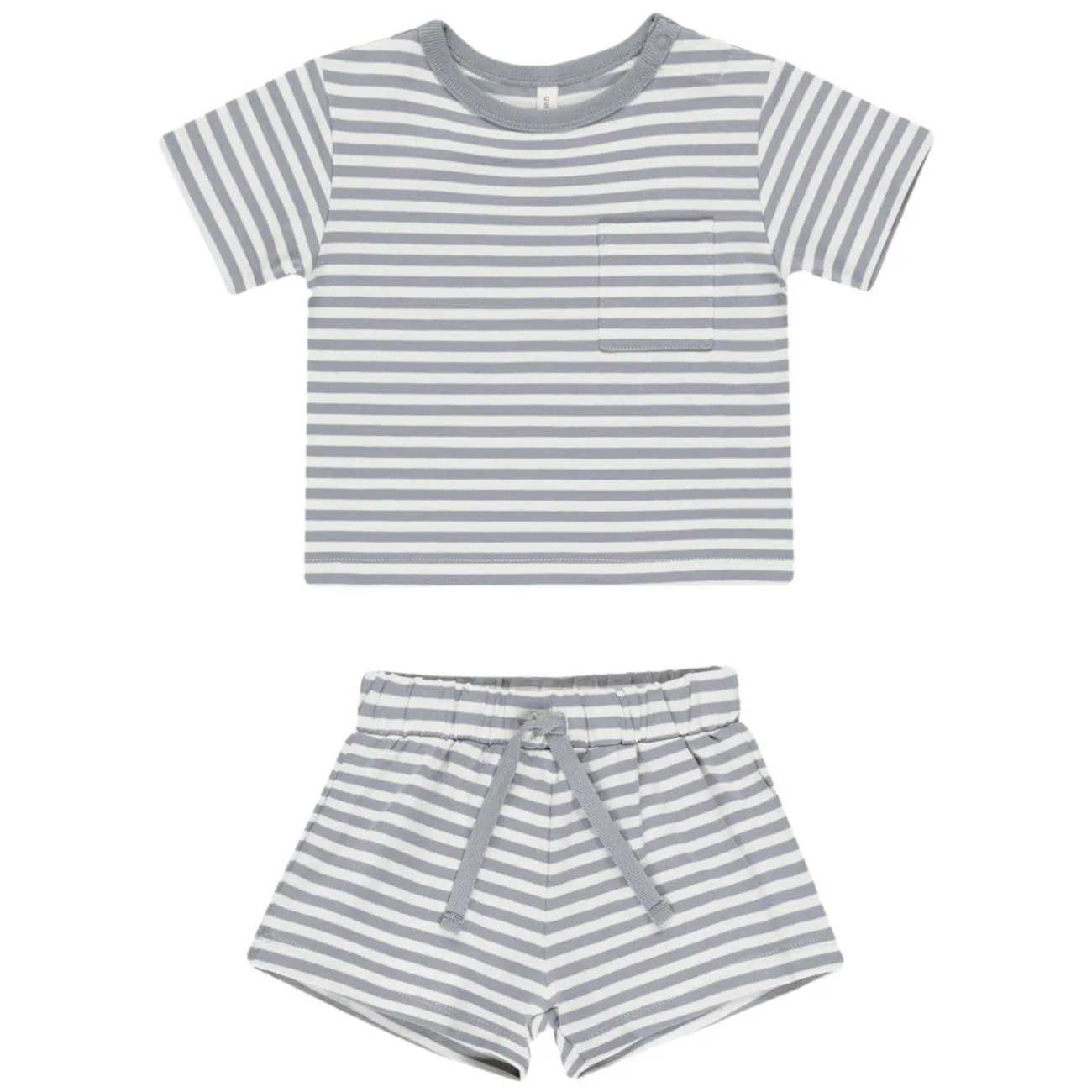 Pocket Tee   Short Set | Blue Stripe