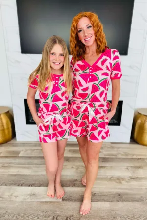 PREORDER: Matching Short Pajamas in Watermelon (Ships Early May)