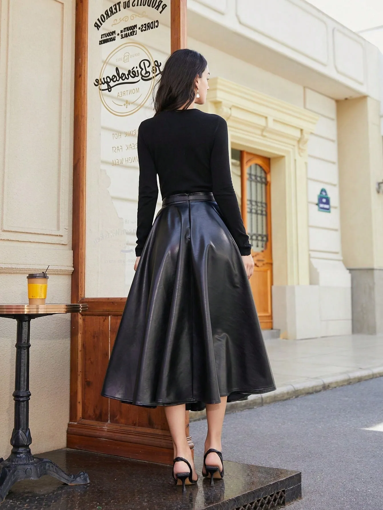 PU Flared Skirt