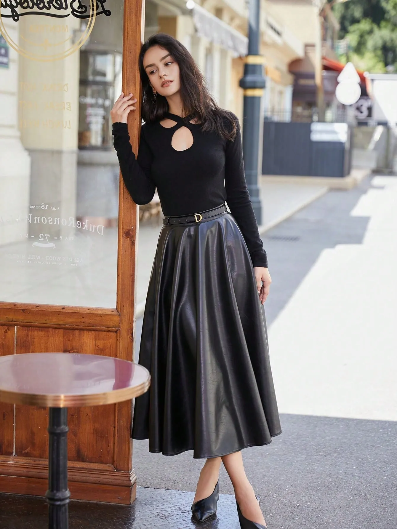 PU Flared Skirt