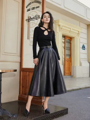 PU Flared Skirt