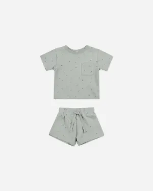 Quincy Mae Boxy Pocket Tee and Short Set - Constellations