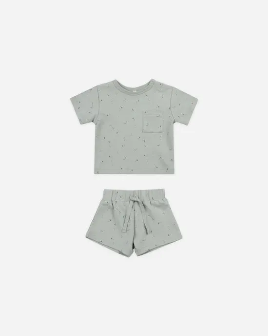 Quincy Mae Boxy Pocket Tee and Short Set - Constellations