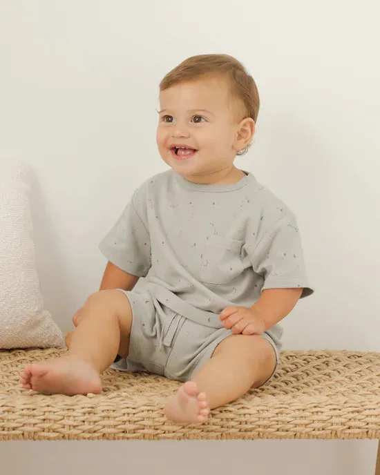 Quincy Mae Boxy Pocket Tee and Short Set - Constellations